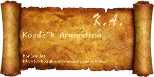 Kozák Armandina névjegykártya